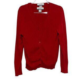 Vintage Red Knit Vest Cardigan Set Womens L Valentine Christmas Vibrant Academia